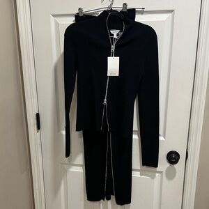 And Other Stories Black ribbed knit 2 way zip set.